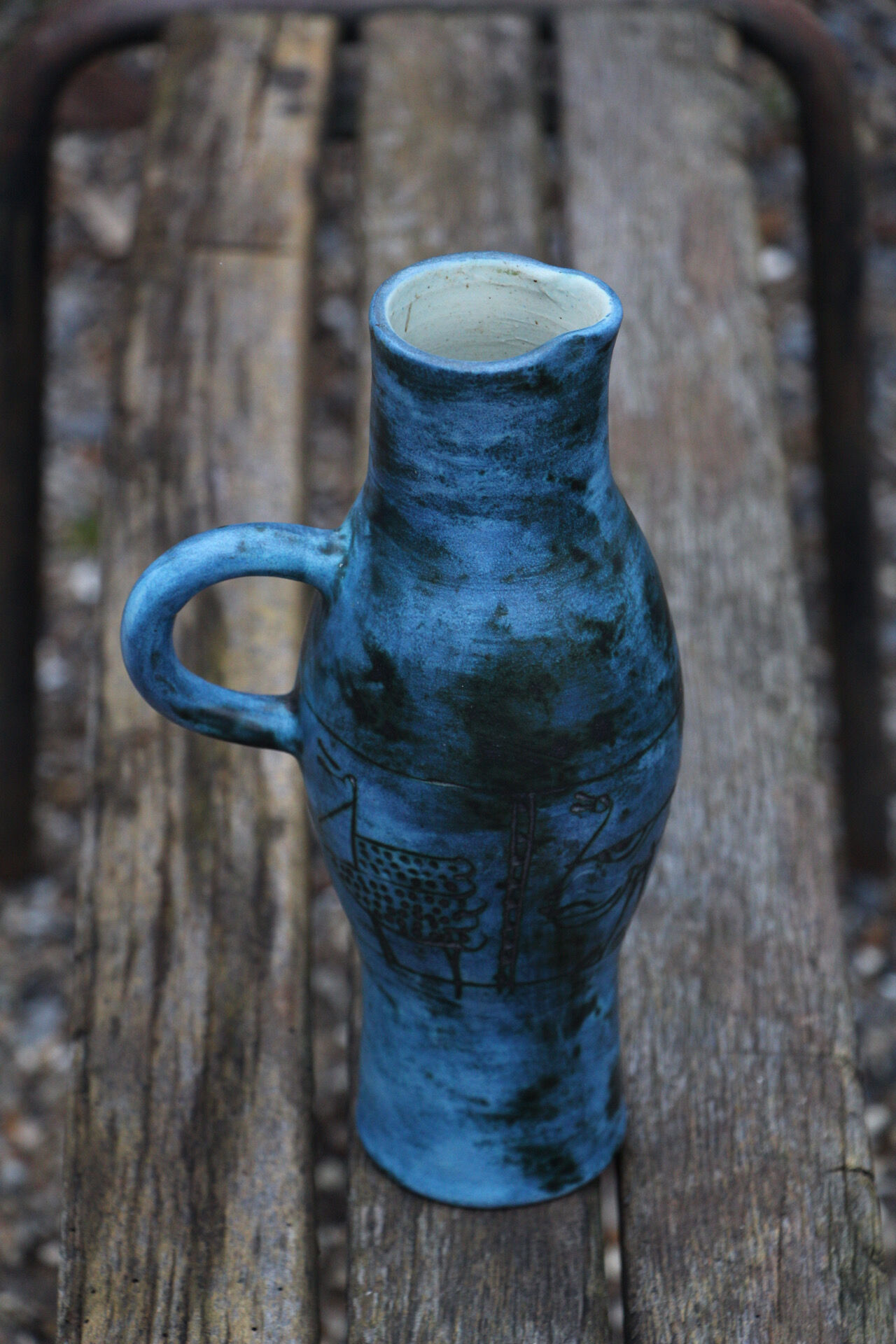 Pitcher - vase by Jacques Blin blue 1950