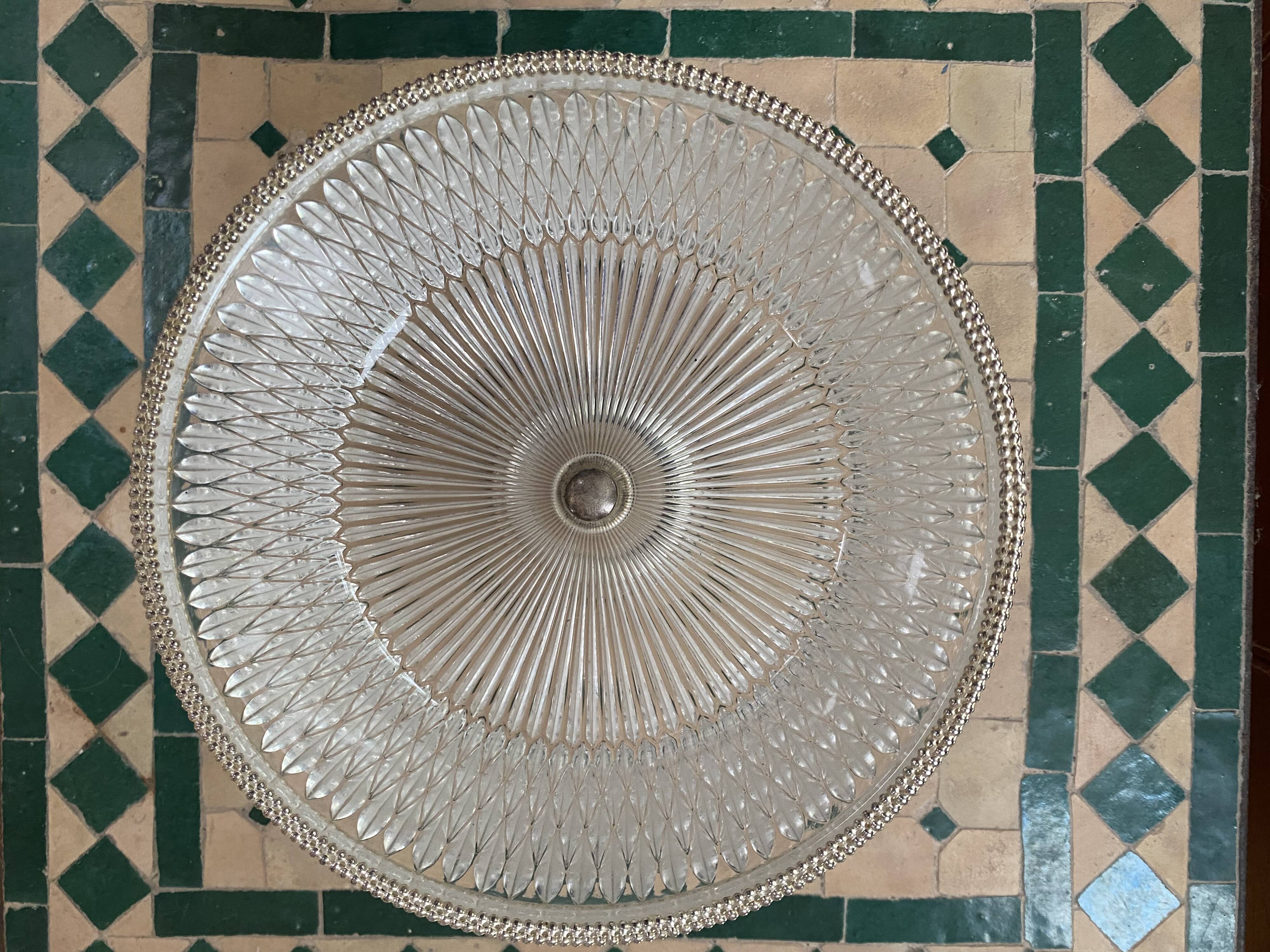 Art Deco glass cup with silver metal foot