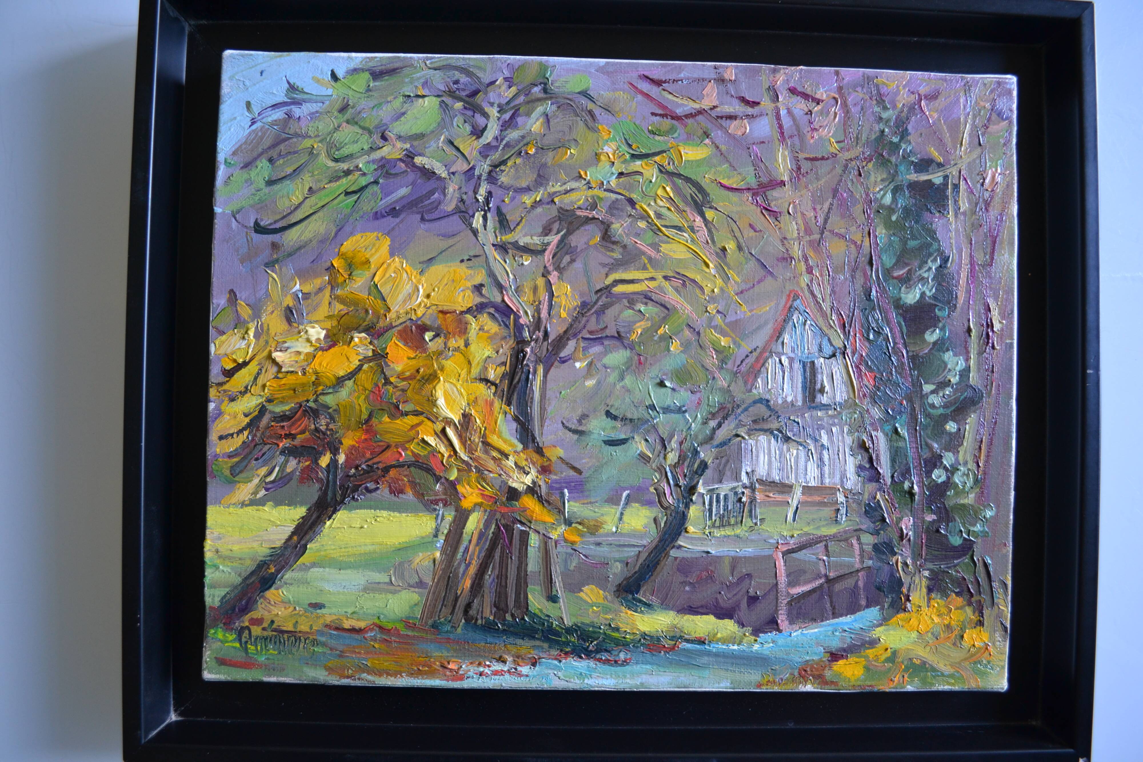 Rural landscape painting HST signed and framed