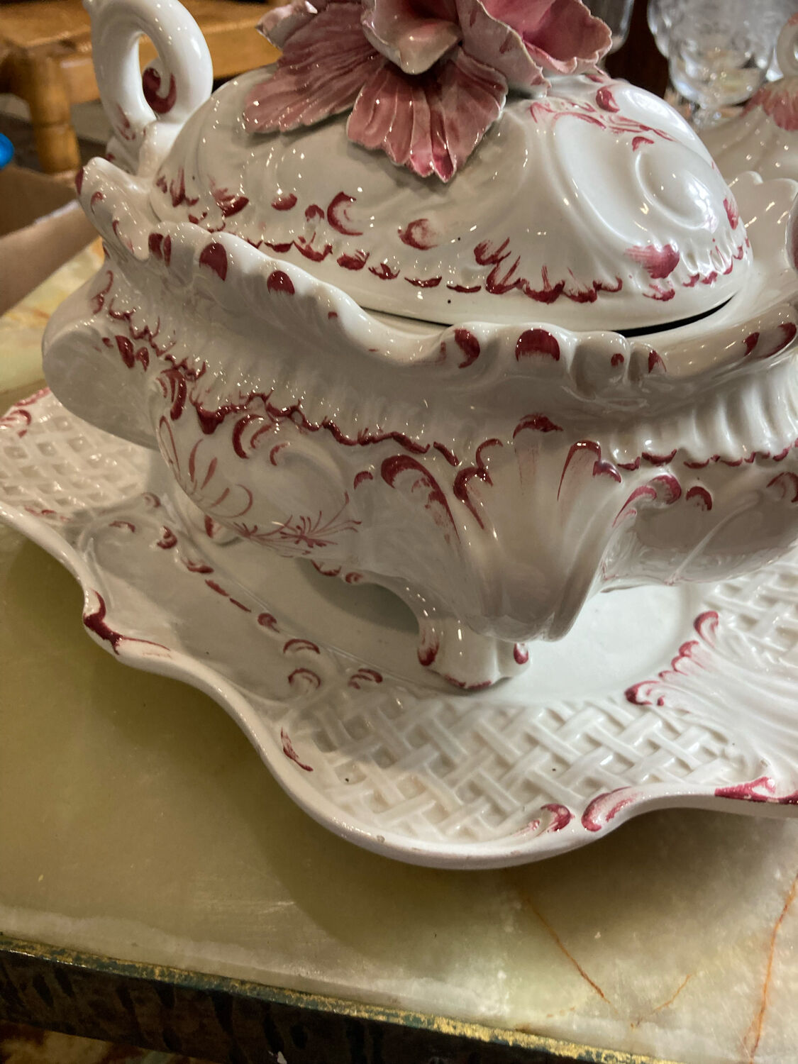 Porcelain and sugar slip tureen