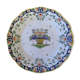 Assiette décorative en faience signature René Delarue