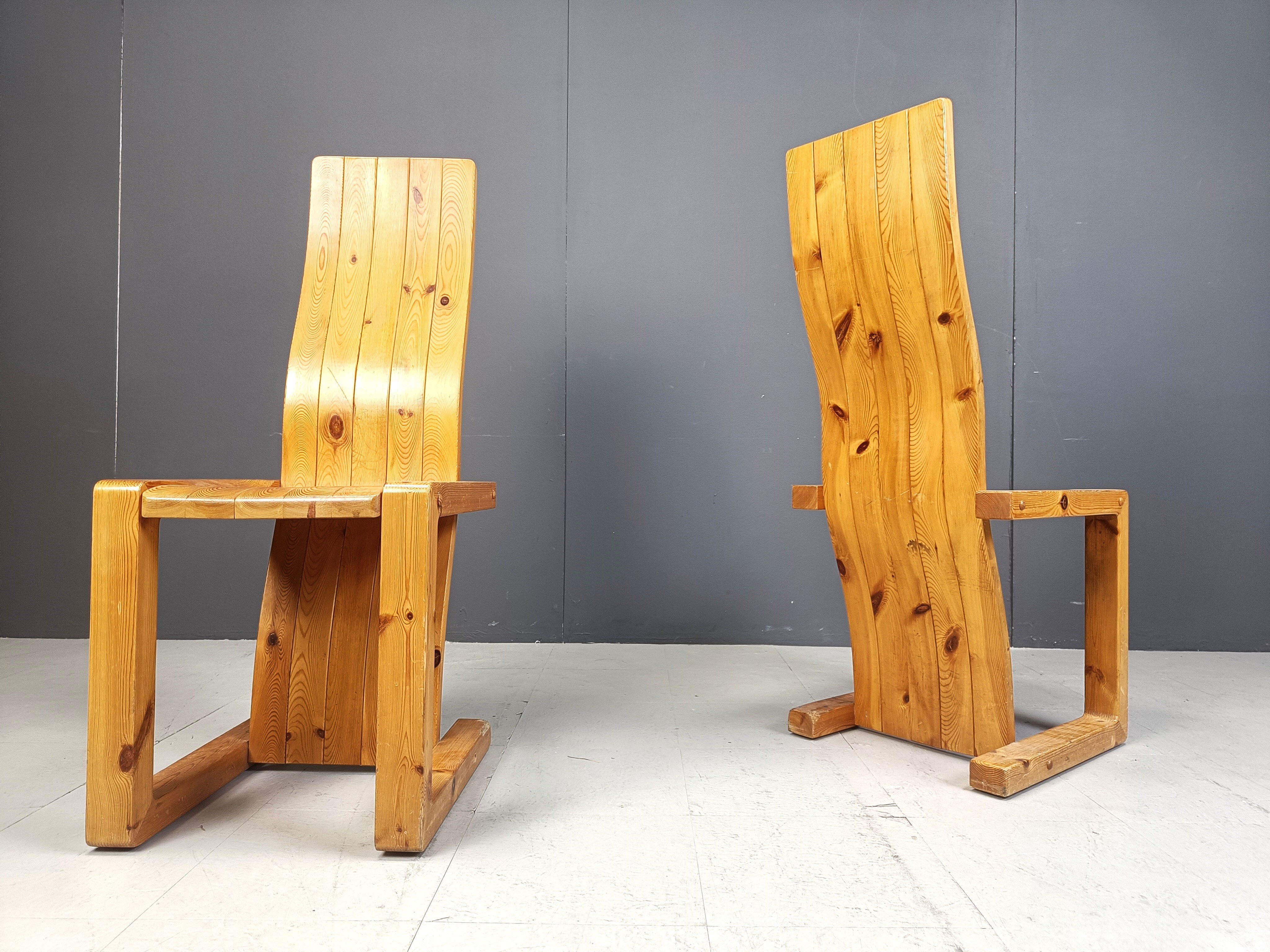 Vintage Finnish pine wood dining chairs, 1970s