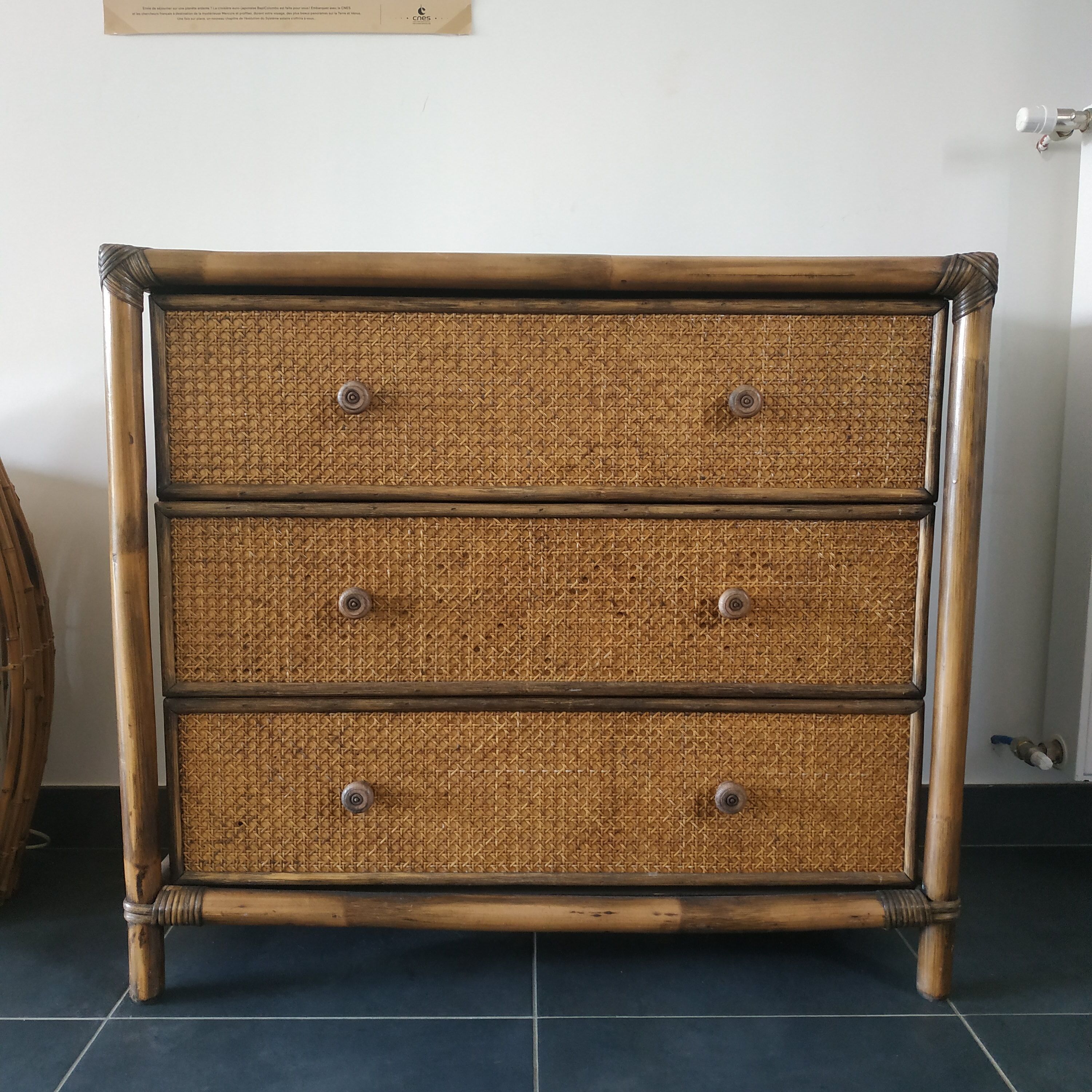 Rattan chest of drawers and canning