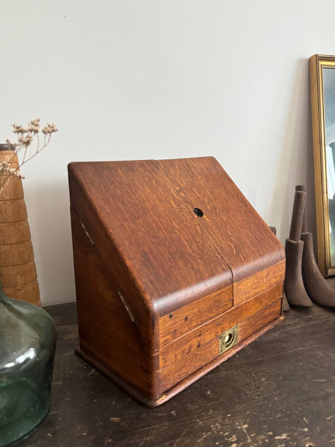 Small wooden mail storage unit