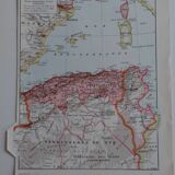Old geographical map of Algeria and North Africa Larousse