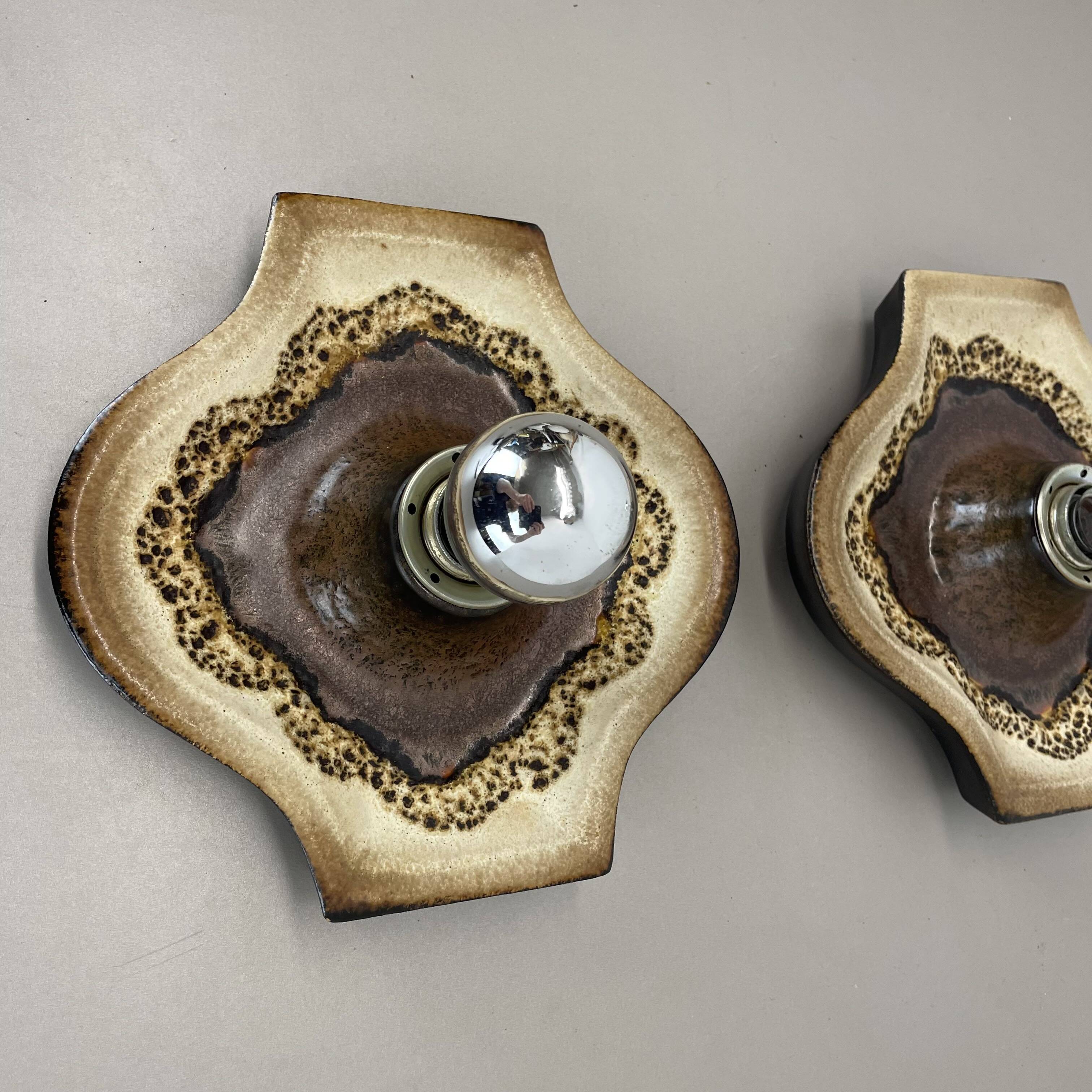 Set of Two POP ART Ceramic Fat Lava Wall Lights by ARO Lights Germany 1970s