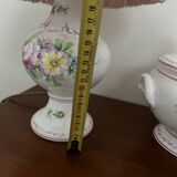 Clamecy - Colas Roger - Hand-painted earthenware lamp and candy box set