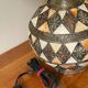 Vintage handcrafted lamp, pottery and silver-plated metal