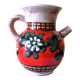Carafe, jug, chevrette, artisanal, ceramic with floral decoration