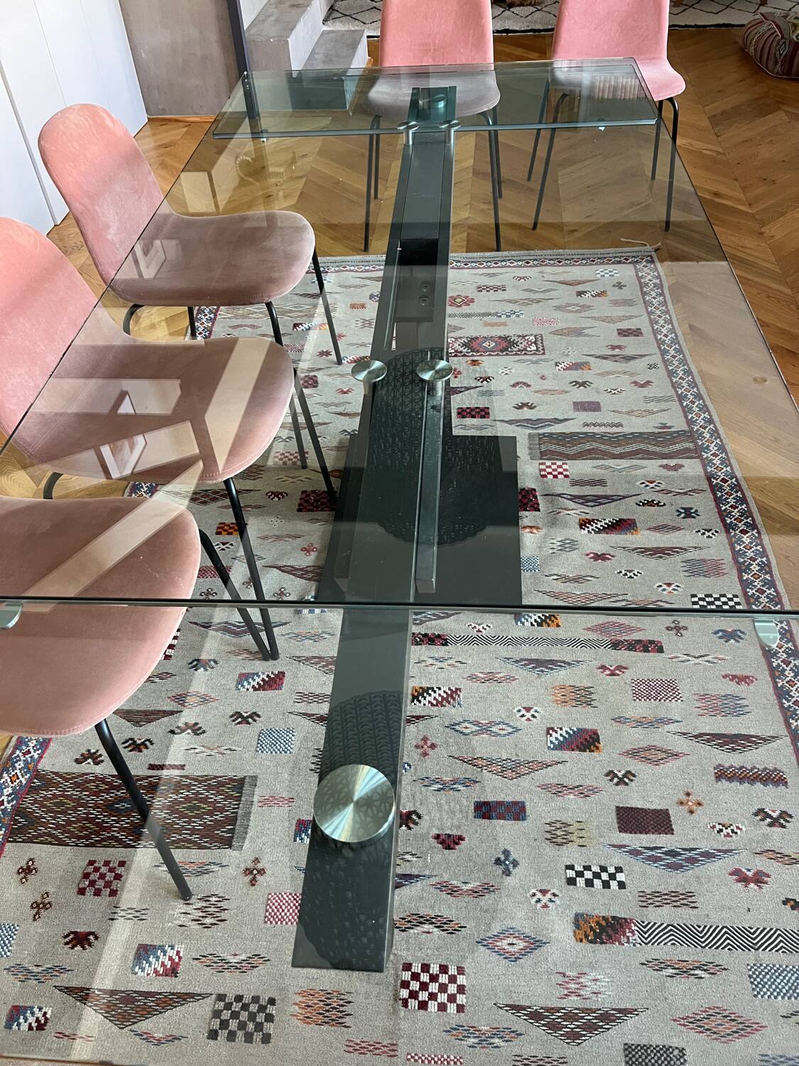 Extensible dining table (180-260) glass Roche Bobois