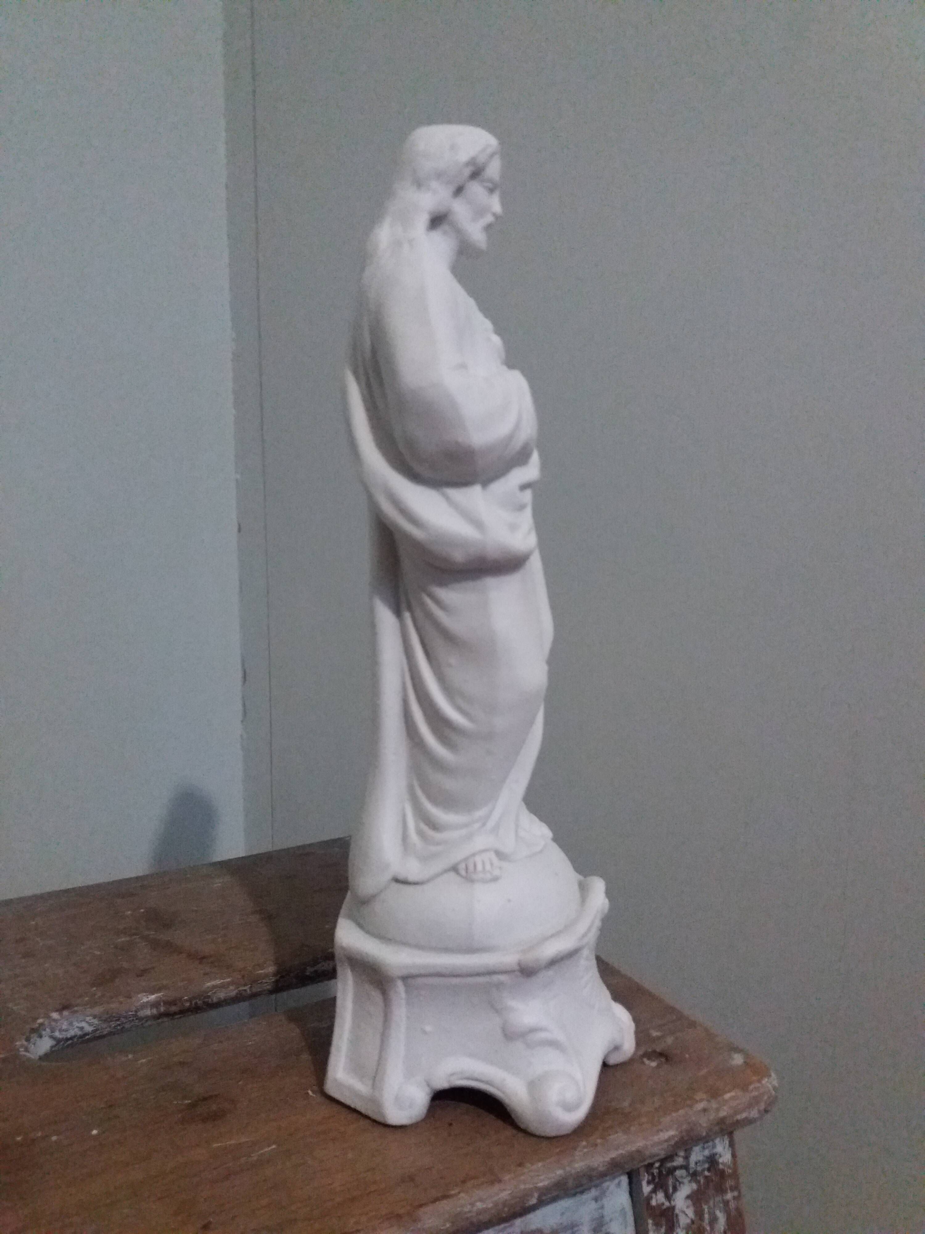 Religious statue, Jesus Christ in biscuit by Mauger and Pezé.