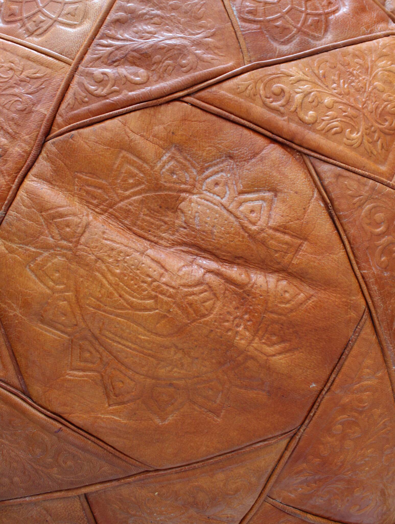Vintage leather pouf