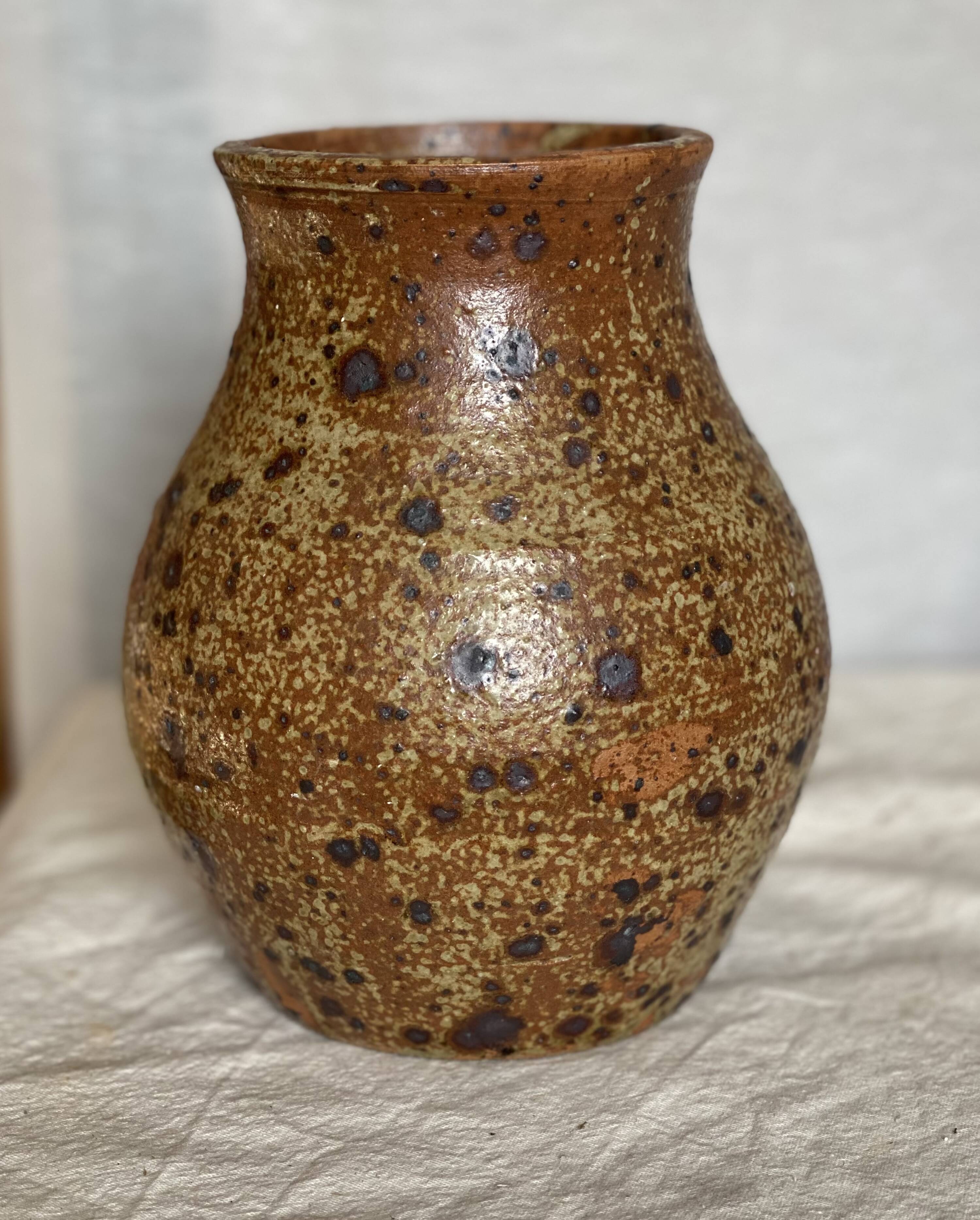 Vintage pyrite stoneware vase 1970