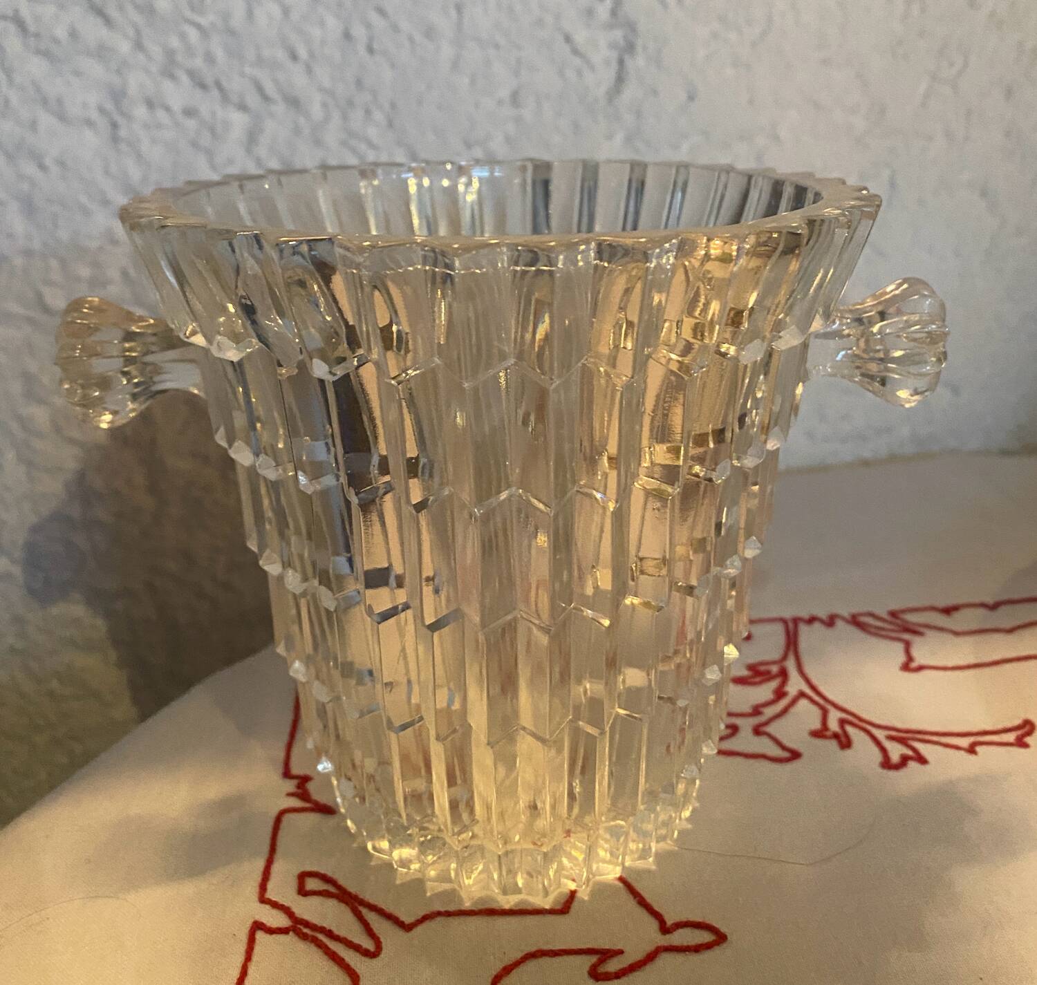 Antique molded glass ice bucket
