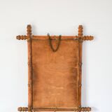 Bamboo effect wooden barber mirror 62 x 47 cm