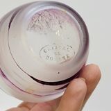 Ancien petit vase en cristal de bohême peint souvenir auvergne