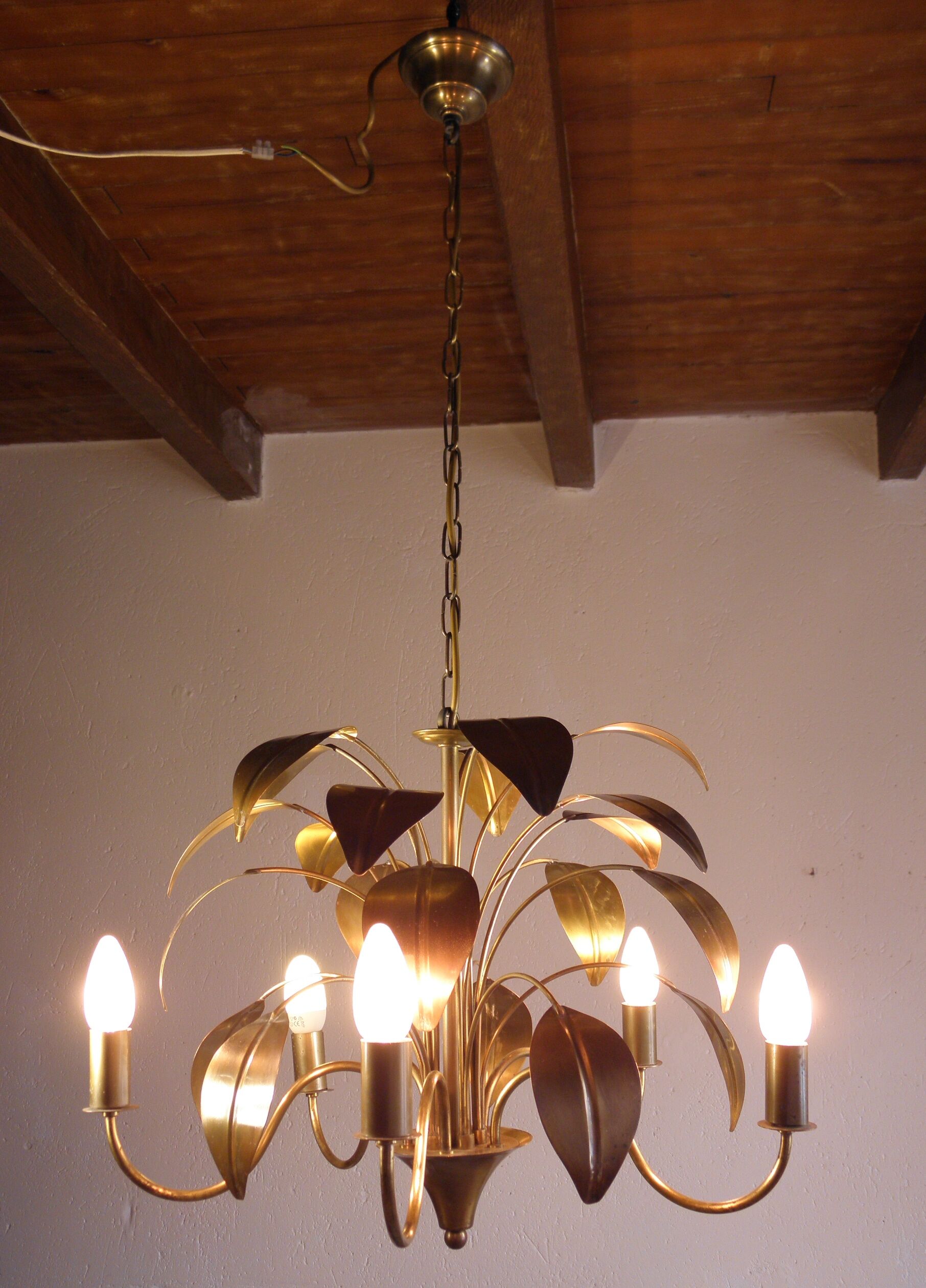 Luster "foliage" brass and gold metal 1970