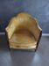 Art Deco yellow velvet armchair - moustache backrest