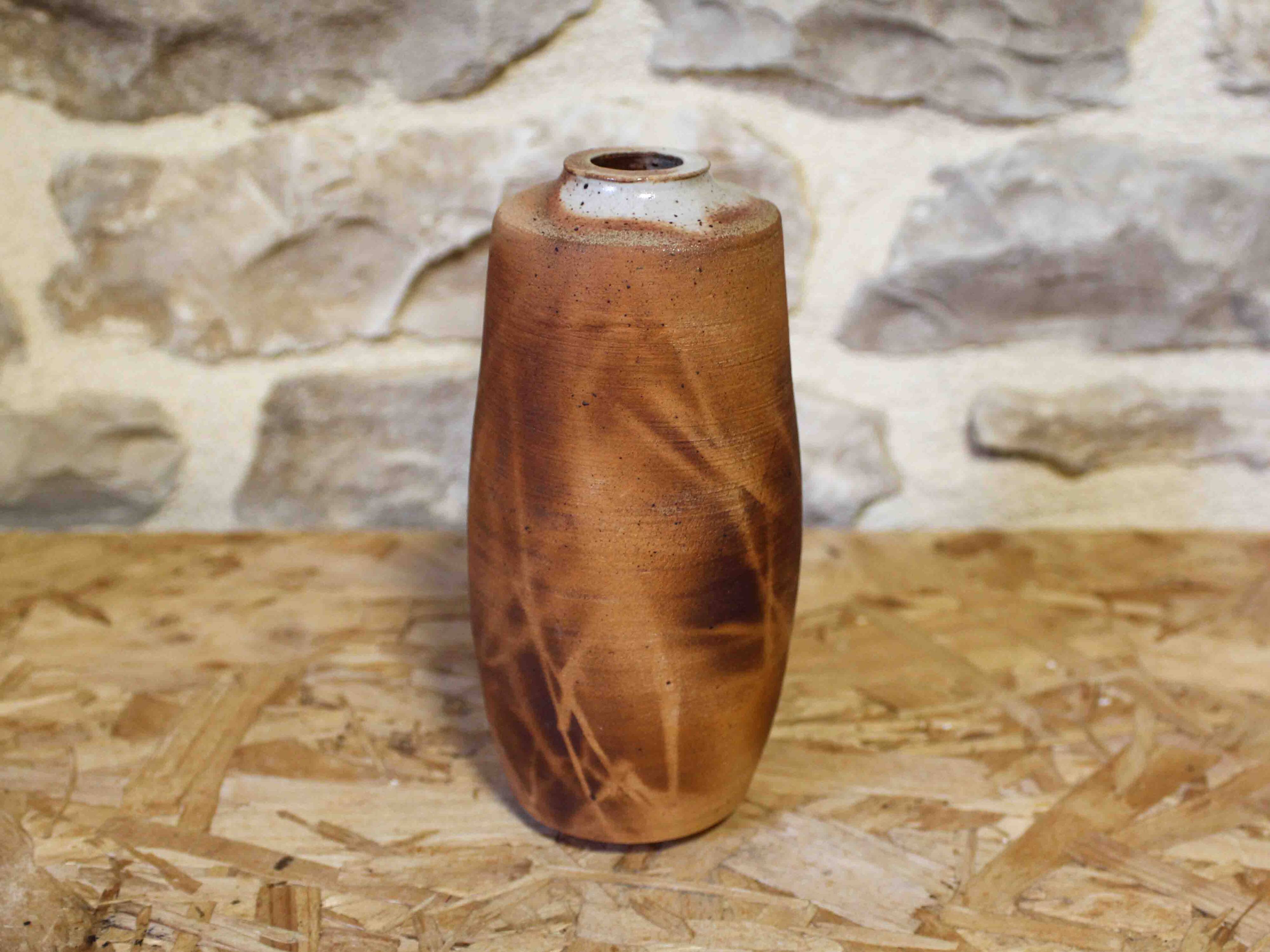 Partially glazed ceramic vase