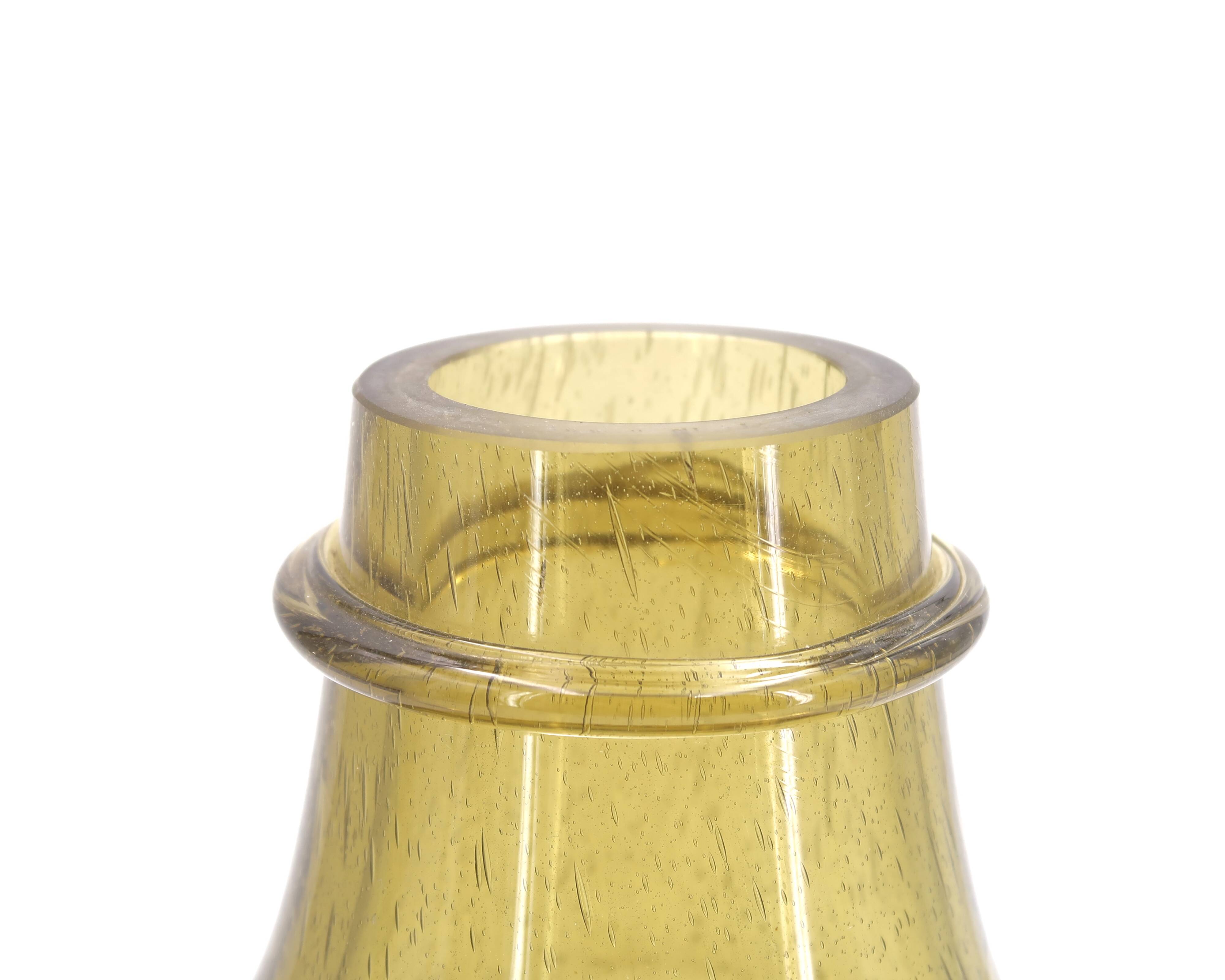 Dame Jeanne in green bubbled glass from Biot, 1950s