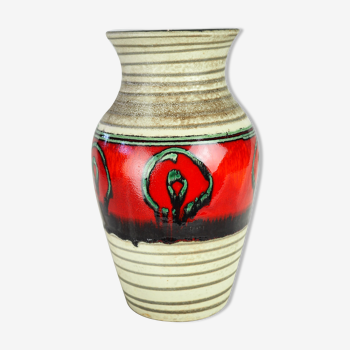 Vase à frise à rond vert et rouge