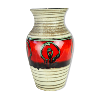 Vase à frise à rond vert et rouge
