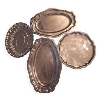 Lot de 2 plats ovales  1 plat pain 1 plat Vintage  rond inox Uginox