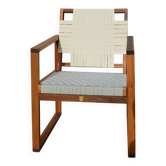Fauteuil en teck et assise tressée