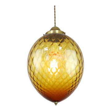 Lampe vintage en verre de murano ambré d’empoli