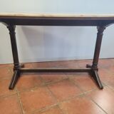 Bistro table oak base over marble