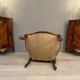 Fauteuil à dossier plat noyer de style Regence XIXeme