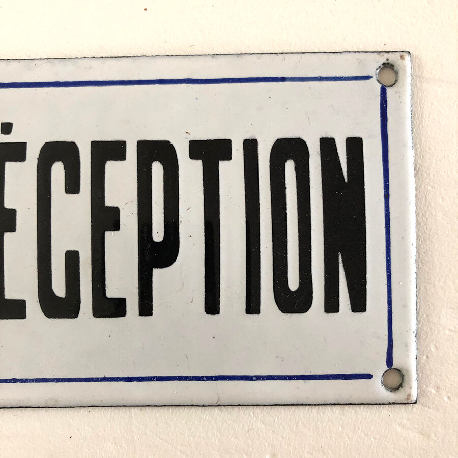 Enamelled plate RECEPTION vintage 50 's