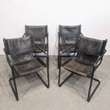 Four vintage Bauhaus tubular chairs.