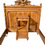 Louis XVI style walnut bed and bedside table