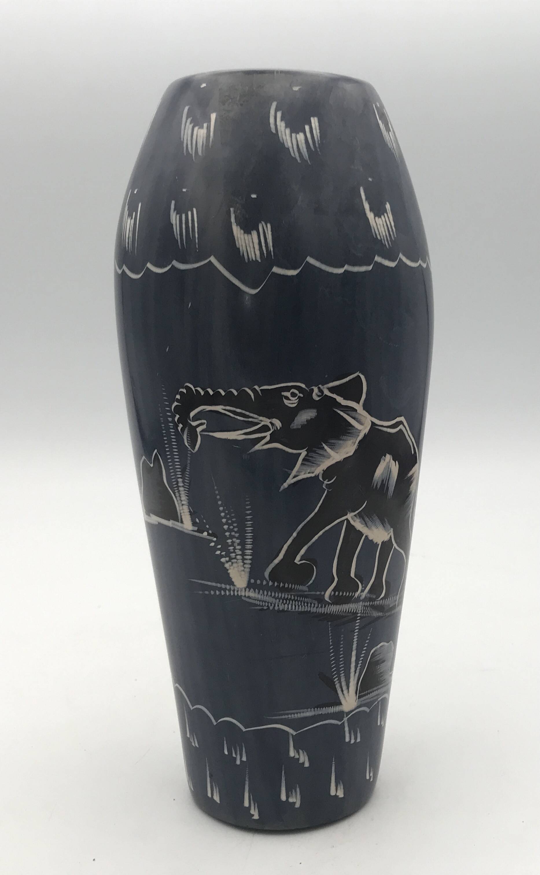 Soapstone soliflore vase, hand carved and painted in africa