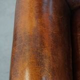 Vintage sheep leather wingback chair