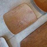 Ensemble assiettes et plat scandinave en bois massif vintage