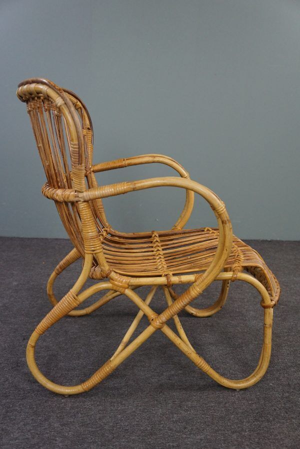 Fauteuil Belse 8 en rotin Dutch Design, 1950