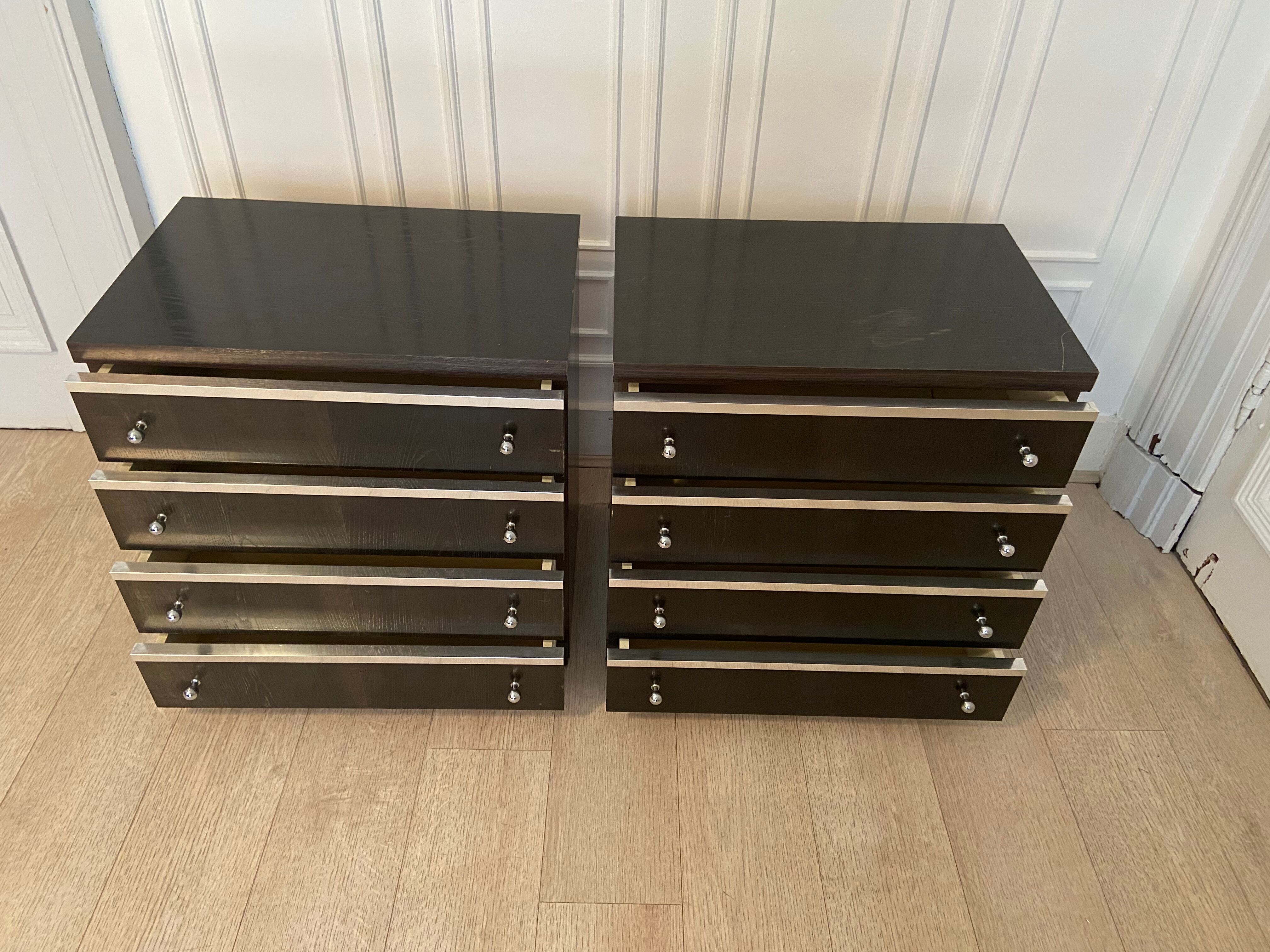 Wenge and silver bedside tables, Belgium, 1960