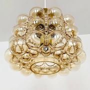 1 of 2 Large Bubble Glass Pendant Lamps by Helena Tynell for Glashütte Limb