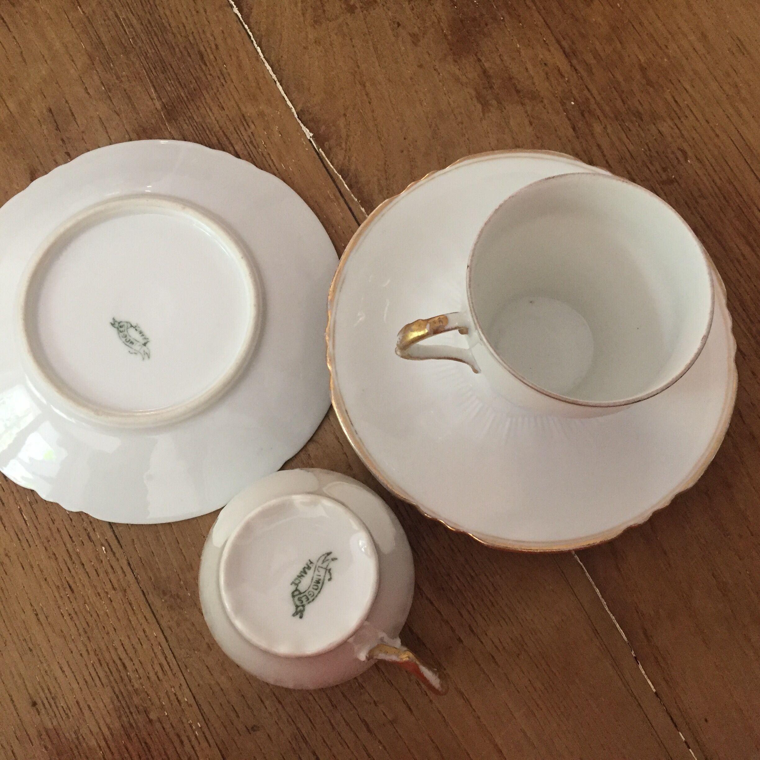 set of 3 cups and old saucers