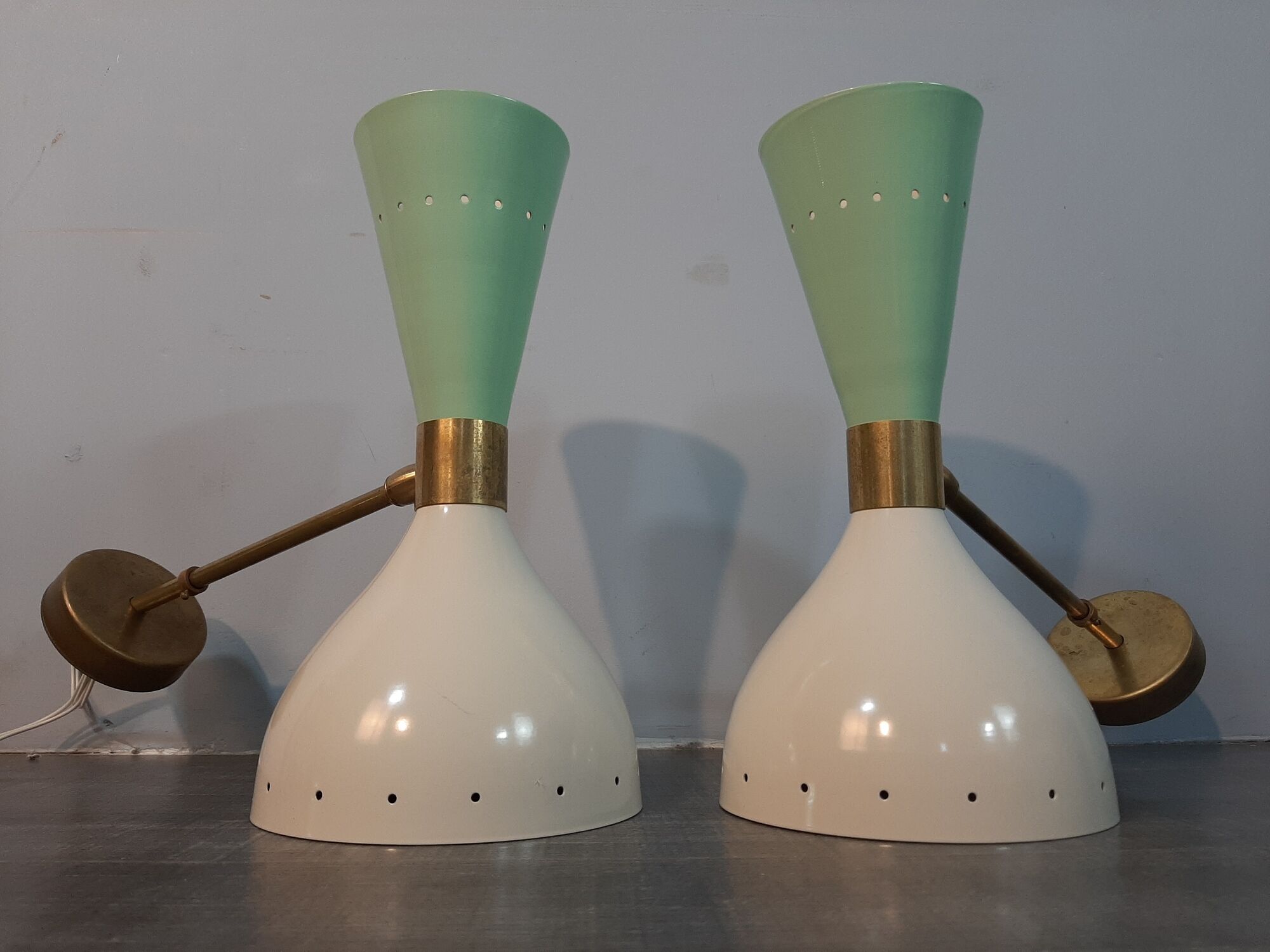 Pair of Italian two-tone appliques in vintage 1950s style