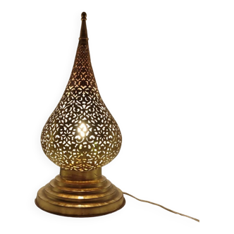 Hand-drilled copper lamp
