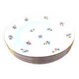 5 antique porcelain soup plates PN France