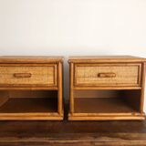 Pair of rattan bedside tables
