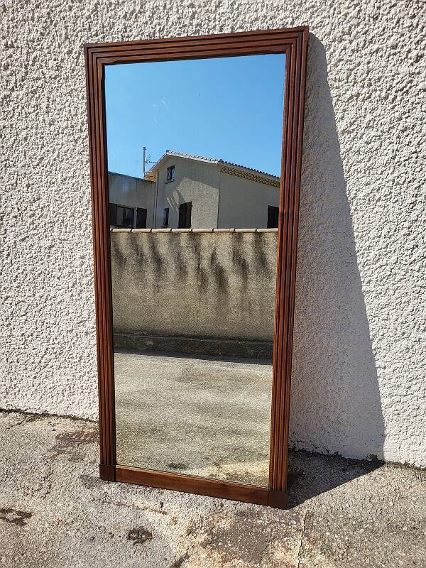Large old mirror walnut wood frame