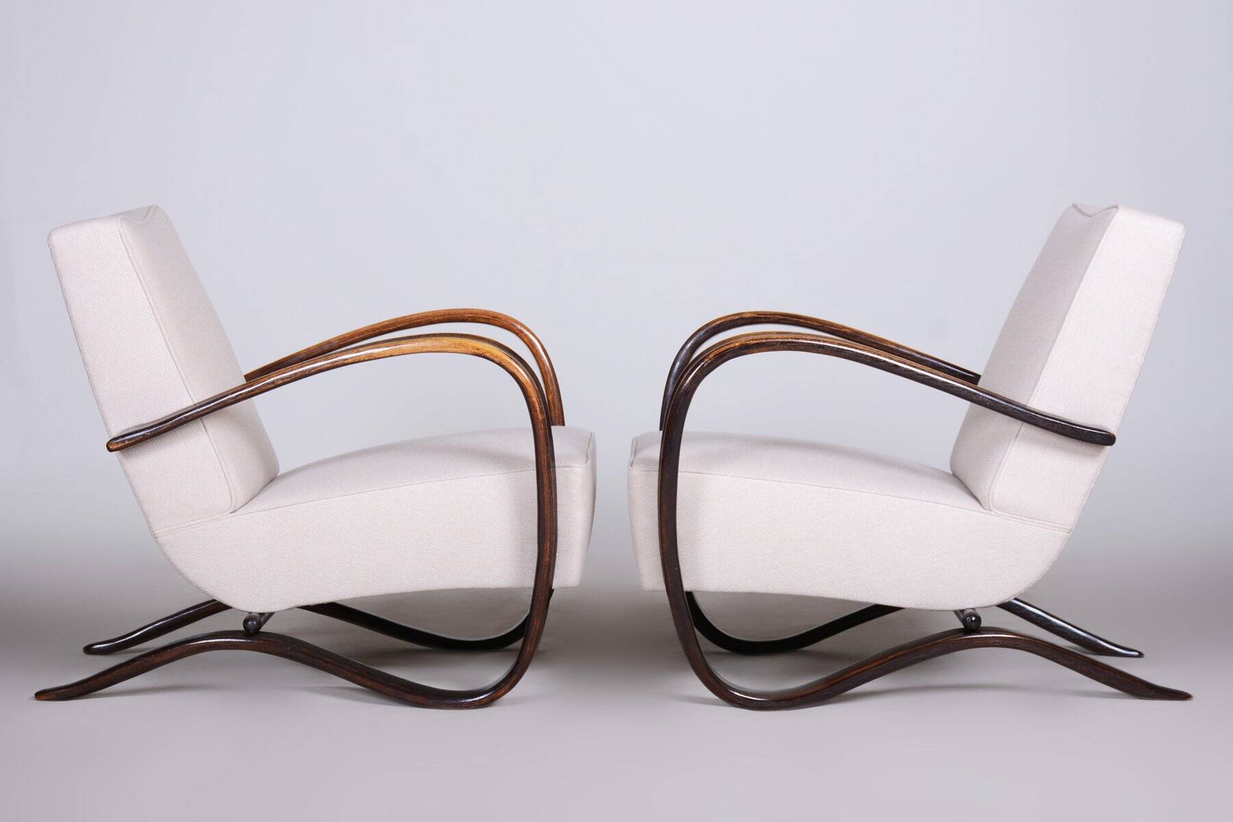 Fauteuils Art Déco H-269 par J. Halabala pour Up Závody, Tchécoslovaquie, années 1930, ensemble de 2