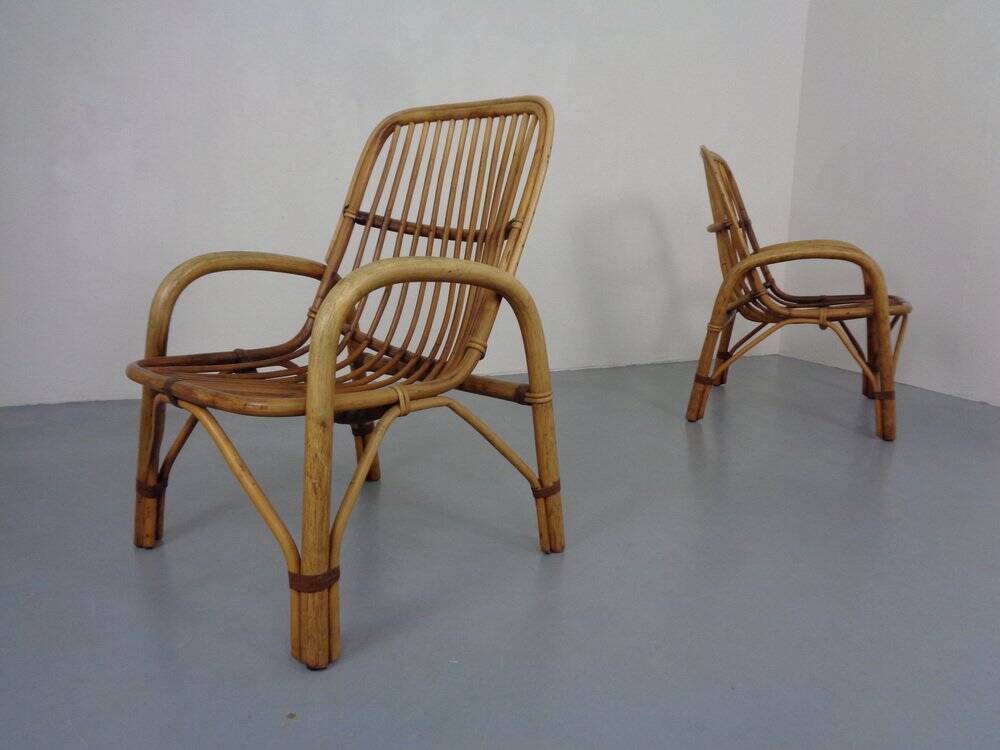 Set of Italian Bamboo Armchairs, 1970s