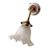 Art Deco wall sconce in porcelain, brass and crystal - early 20th century
