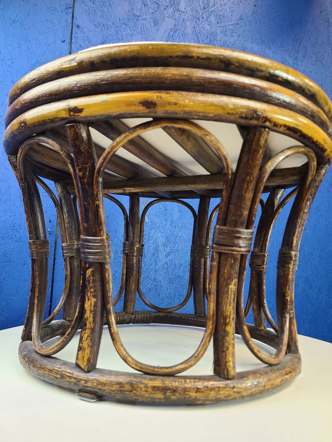 Pouf, rattan stool, new cushion